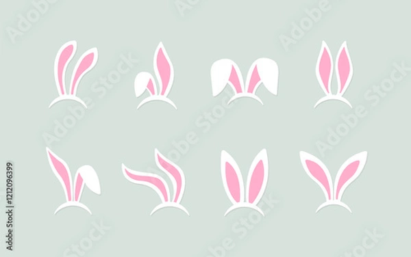 Fototapeta Rabbit ears. Bunny ears mask. Easter Bunny ears kid headband. Bunny or Rabbit ear mask collection