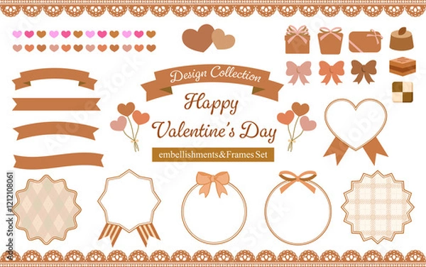 Obraz フレーム／リボン／可愛い／バレンタイン（ブラウン）