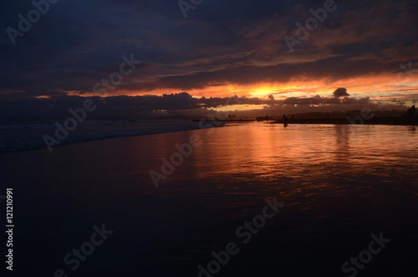 Fototapeta 夕景　黄金色の海　湘南