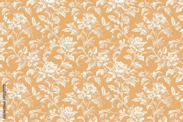 Fototapeta Floral Toile Tapestry Pattern. Vintage botanical wallpaper pattern. Background image. Created with Generative AI technology