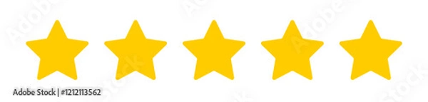 Obraz 5 yellow rounded stars. 5 golden star vector icon