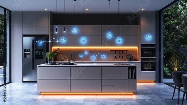 Obraz Illuminate Your Culinary Experience: Discover the Perfect Blend of Modern Kitchen Design and Interior Technology with Stunning Wall Lighting