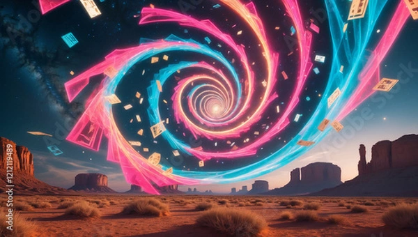 Obraz Colossal Time Spiral Hovering in a Barren Desert