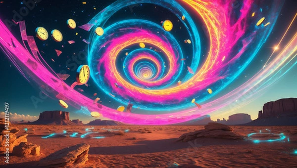 Obraz Colossal Time Spiral Hovering in a Barren Desert