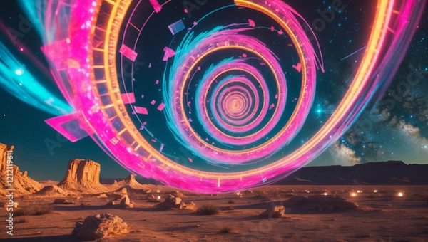 Obraz Colossal Time Spiral Hovering in a Barren Desert