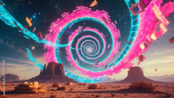 Obraz Colossal Time Spiral Hovering in a Barren Desert
