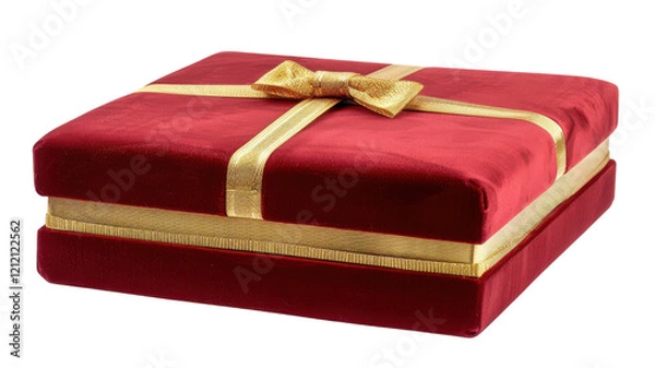 Obraz Elegant Red Velvet Box with Gold Ribbon