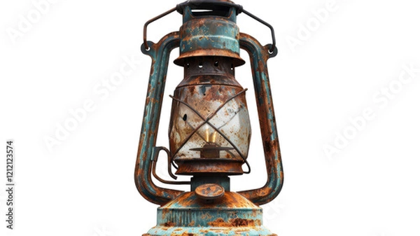 Obraz Rustic Metal Lantern Isolated on White Background for Home Decoration and Themed Events Usage Ideas