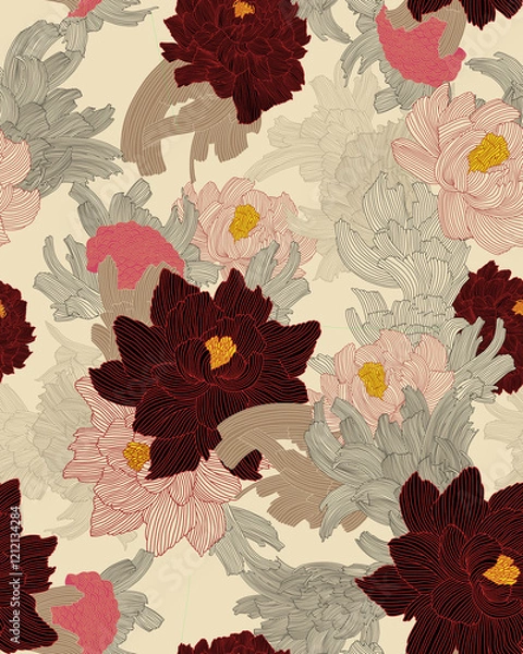 Obraz Traditional Asian paisley pattern design Abstract marbling art patterns Textile Design