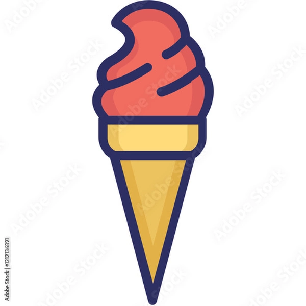 Obraz Ice-cream Cone Vector Icon Set with Transparent Background