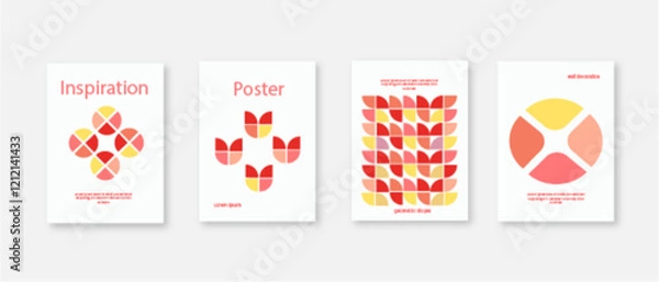 Fototapeta Poster collection, modern colors, posters, background vector, wall decorations set, geometric shapes, calm wall art for interior, decor, banner, cover, postcard.
