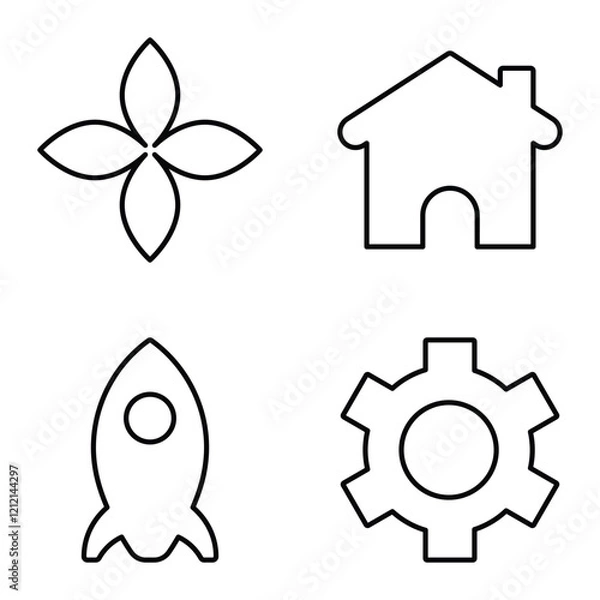 Obraz Simple Shapes Flat Icon Set Isolated On White Background