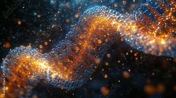 Obraz A digital rendering of a complex biochemical pathway, with molecular structures of metabolites glowing as they transform within the cell. 500