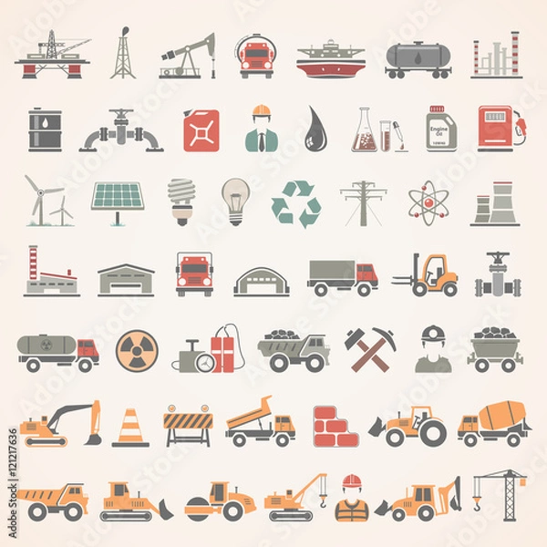Obraz Flat Icons - Industry, Energy, Construction