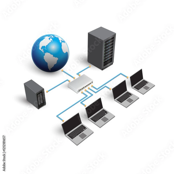 Fototapeta Global networking concept. Wide Area Network.