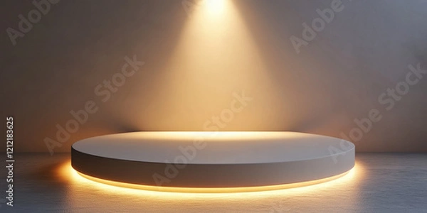 Fototapeta Illuminated stage display modern studio photography showcase minimalist environment centered viewpoint creative concept for event design