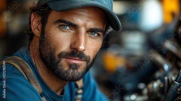 Fototapeta Portrait of a Handsome Mechanic