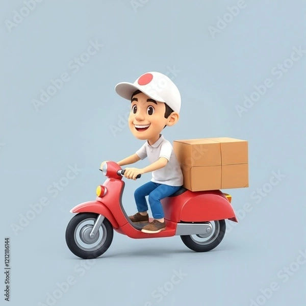 Obraz delivery man with a scooter