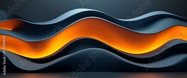 Fototapeta Abstract 3D orange and blue wavy background.