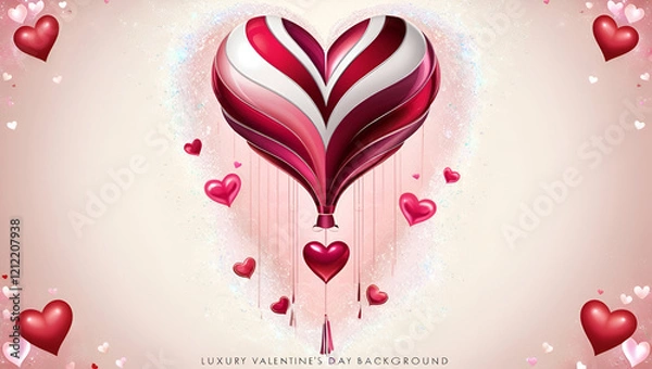 Fototapeta Seamless realistic love and Romantic background ,Colorful sparkling hearts arranged on a soft pink background for a festive celebration