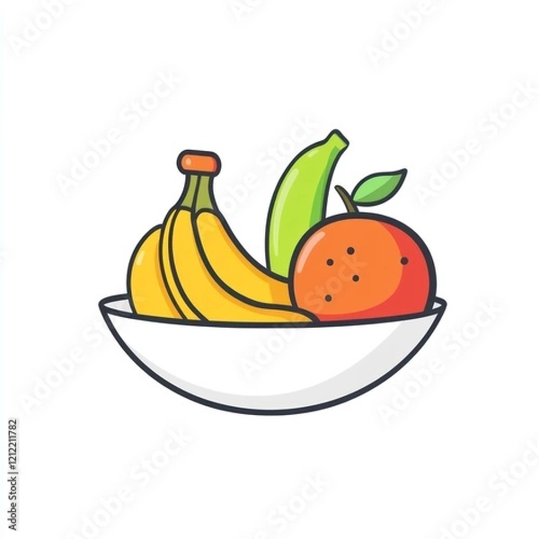 Obraz Colorful fruit bowl illustration, healthy food, simple design, digital art, for social media