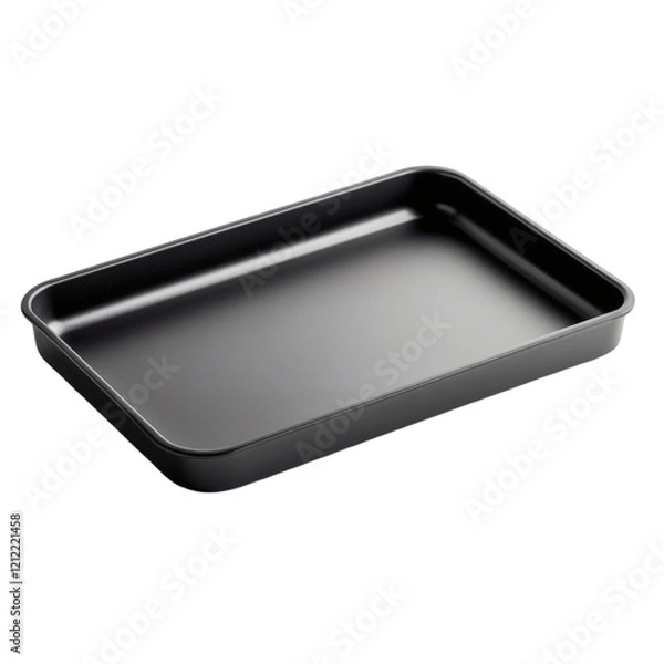 Fototapeta A sleek rectangular tray in matte black, isolated on white background.