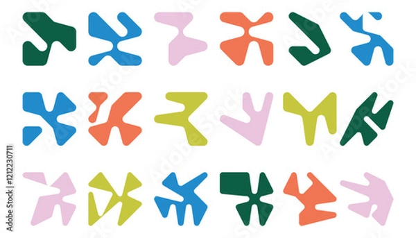 Fototapeta Modern tangents shapes set. Collection of Bauhaus rounded design elements.