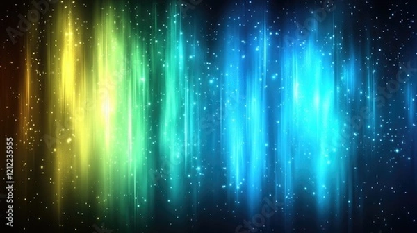 Fototapeta A colorful aurora seen from space, dancing over the polar regions of Earth.
