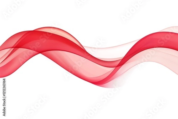 Obraz Abstract Red Wave Design on White Background