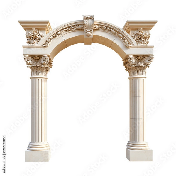 Fototapeta Classic column arch isolated on transparent background, cut out
