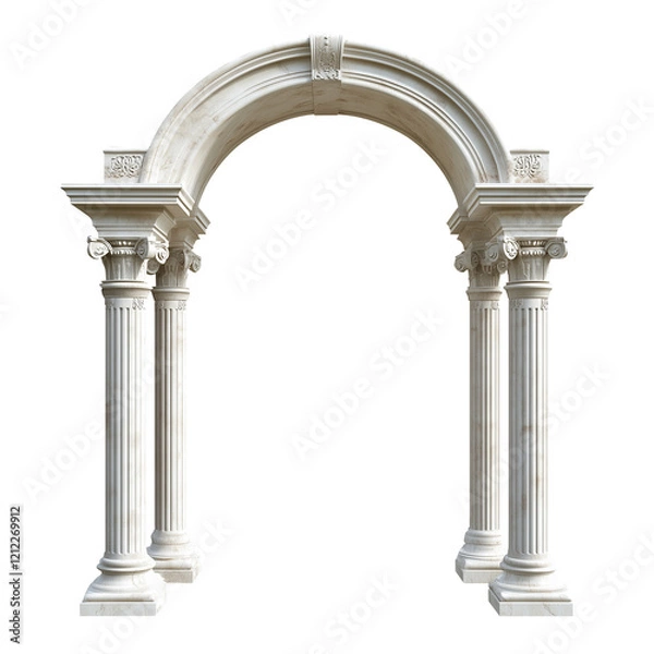 Fototapeta Classic column arch isolated on transparent background, cut out