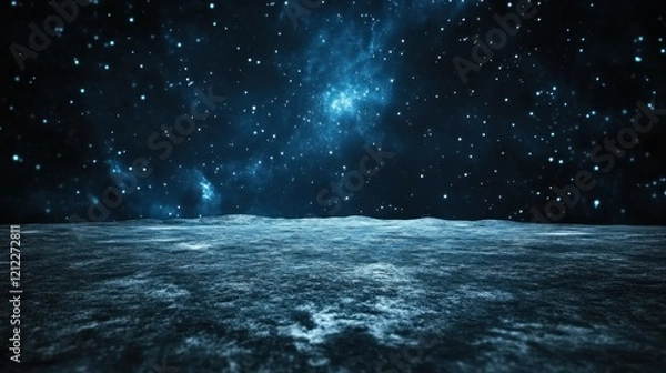 Fototapeta Cosmic Space Scene with Stars and Dark Oceanic Surface