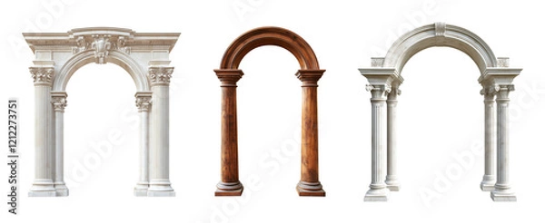 Fototapeta Set of Classic column arch isolated on transparent background, cut out