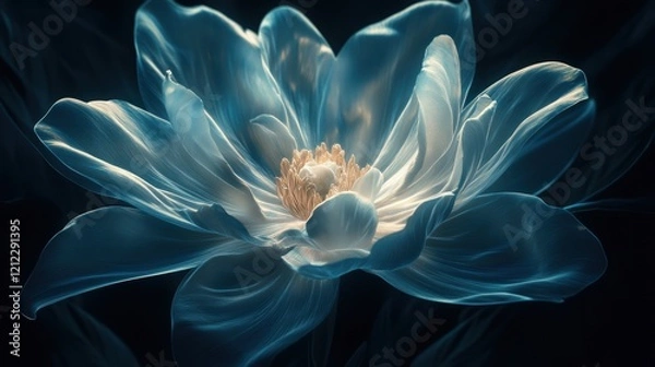 Fototapeta Ethereal White Flower with Glowing Petals in Dark Background