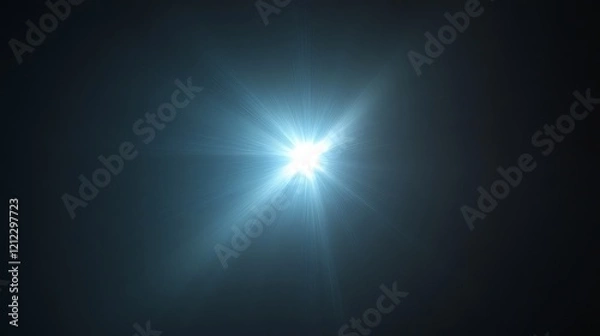 Fototapeta Bright Light Rays Emanate From Central Point In Dark Background