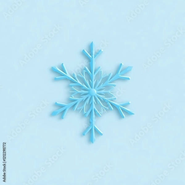Obraz Snowflake resting on frosty blue background