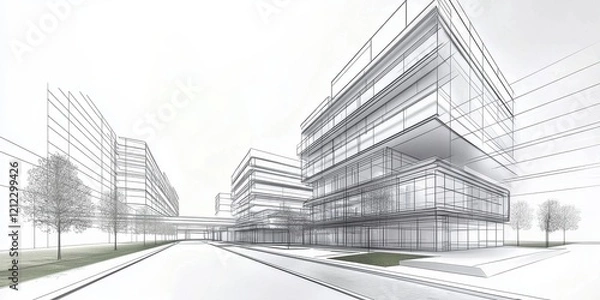 Fototapeta Artistic Representation of Modern Architecture in 3D
