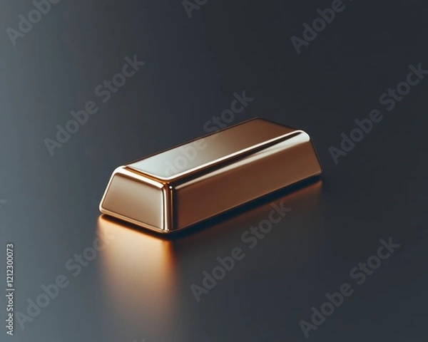 Fototapeta A shiny gold bar resting on a dark surface, symbolizing wealth and investment.