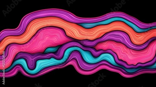 Fototapeta Abstract wavy lines in vibrant colors creating a dynamic visual flow.