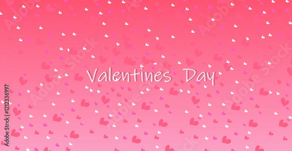 Fototapeta Romantic abstract design featuring a vibrant Valentine's Day gradient background adorned with heart shapes. Perfect for festive designs, digital artwork, and celebration-themed projects.