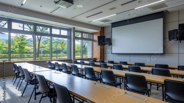 Fototapeta Modern classroom with digital projectors and smart boards