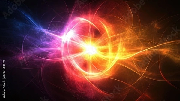 Fototapeta An abstract vortex of colorful light swirling into infinity.