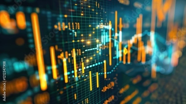 Fototapeta Abstract money growth with digital binary codes forming a rising chart
