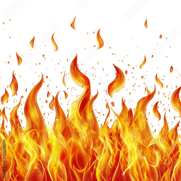 Obraz Ultra HD PNG image of realistic heavy fire flames fire for food posts isolated on transparent background