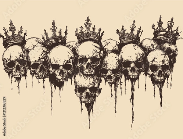 Fototapeta Editable Skull with Thorns a Crown of Roses Vector