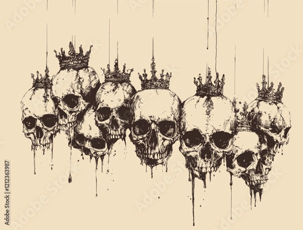 Fototapeta Editable Skull with Thorns a Crown of Roses Vector