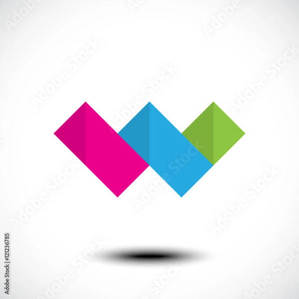 Fototapeta Vector illustration of abstract icon based on the letter W