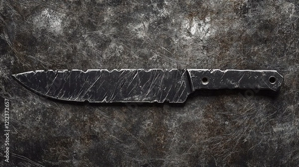 Fototapeta Textured blade, rusty metallic scratches, dark fantasy grunge backdrop