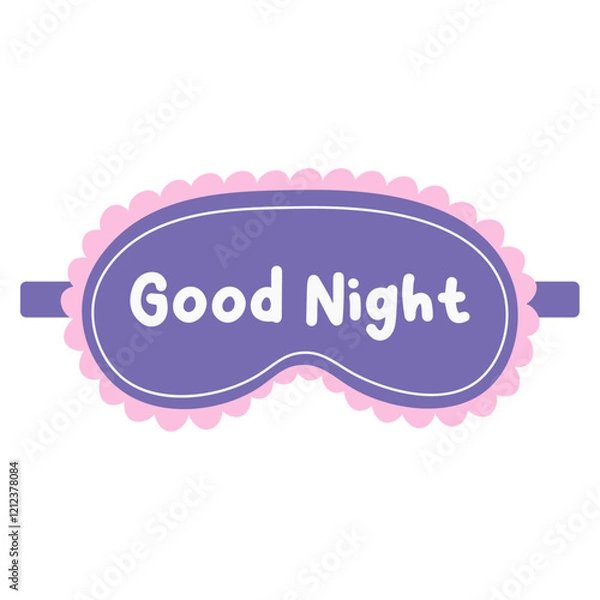 Fototapeta Sleeping mask with ruffles. Eye mask. Night rest accessory. Vector flat illustration