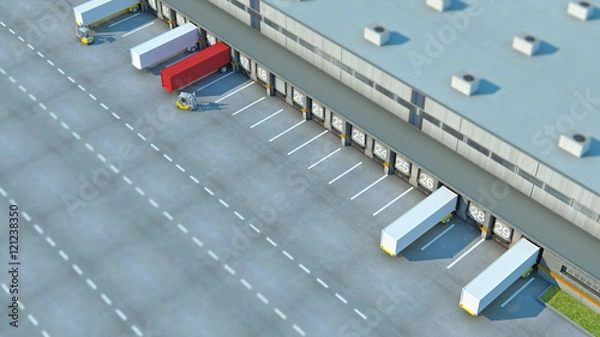 Obraz A Large distribution warehouse with gates for loading goods